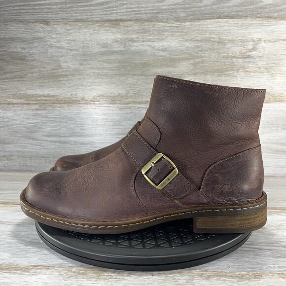BORN Men's Hayes Dark Brown Leather Zip Up Ankle Boots Size 9.5 - Picture 1 of 9